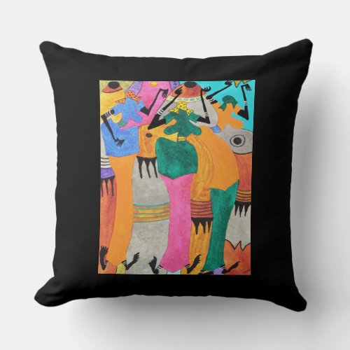 Kenya African Art Joy Dance Throw Pillow