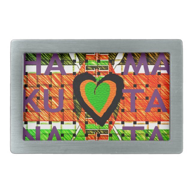 Kenya: All of Africa in One Country - Woven Flag  Belt Buckle (Front)