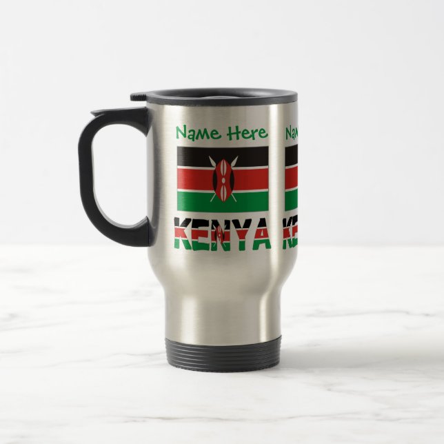 Kenya and Kenyan Flag Green Personalization  Travel Mug (Left)
