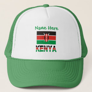 Kenya and Kenyan Flag Green Personalization Trucker Hat