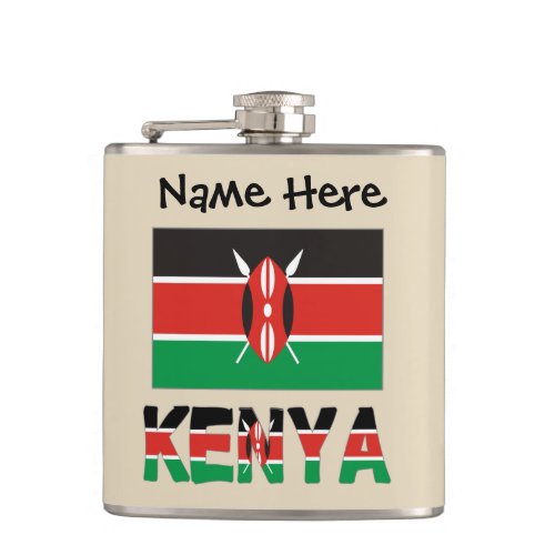 Kenya and Kenyan Flag Personalized  Flask