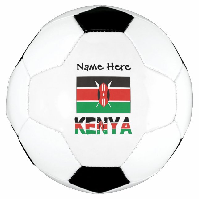 Kenya and Kenyan Flag Tiled with Your Name Soccer  Ball (Front)