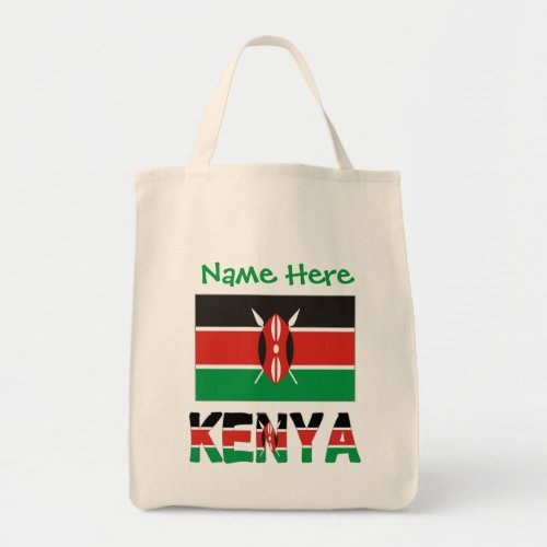 Kenya and Kenyan Flag Tiled with Your Name Tote Bag