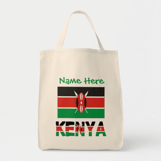 Kenya and Kenyan Flag Tiled with Your Name Tote Bag (Front)