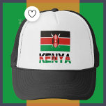 Kenya and Kenyan Flag Trucker Hat<br><div class="desc">The Kenyan Flag shows prominently here, with the word, "KENYA", underneath, in the colors of the flag. Fun design for any traveler who loved their safari trip, vacation or holiday. Wonderful way to share your love of all things Kenyan. Terrific for those who wish to share their love and pride...</div>