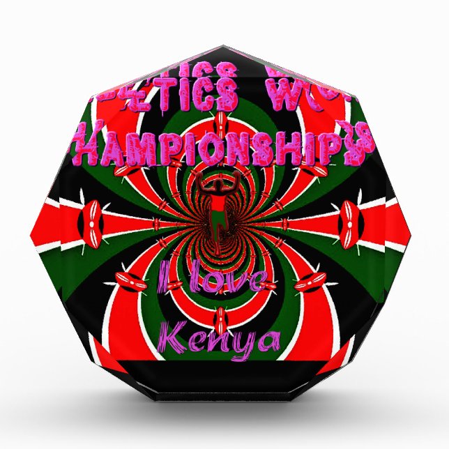 Kenya Athletics World Championships: Swirling Flag Acrylic Award (Front)