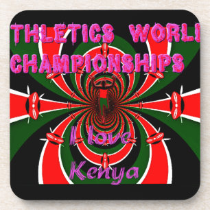 Kenya Athletics World Championships: Swirling Flag Beverage Coaster