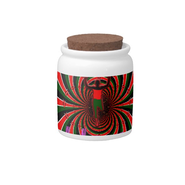 Kenya Athletics World Championships: Swirling Flag Candy Jar (Front)
