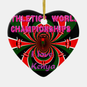 Kenya Athletics World Championships: Swirling Flag Ceramic Ornament