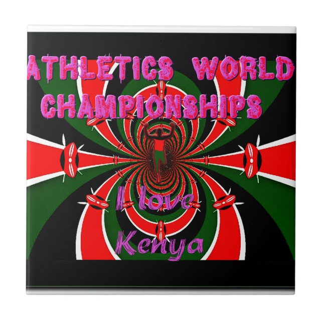 Kenya Athletics World Championships: Swirling Flag Ceramic Tile (Front)