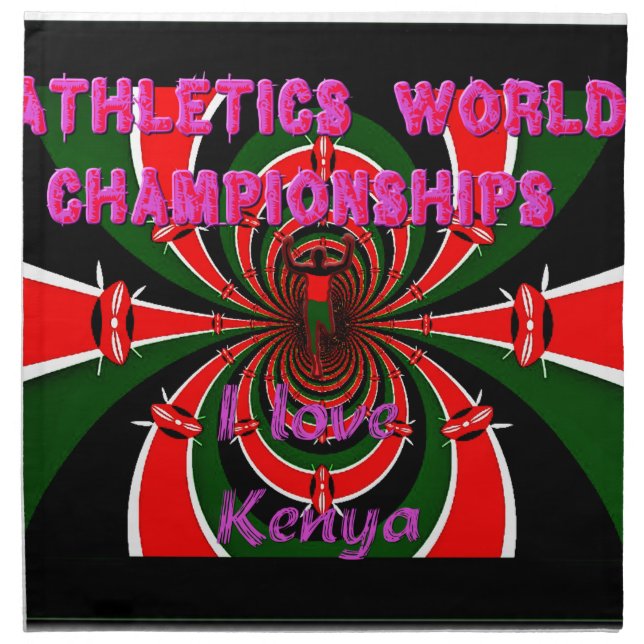 Kenya Athletics World Championships: Swirling Flag Cloth Napkin (Front)