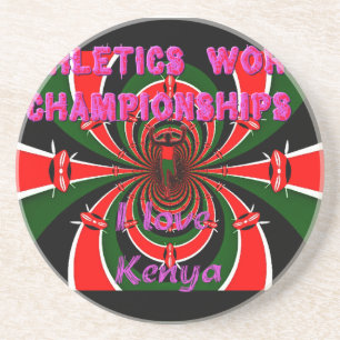 Kenya Athletics World Championships: Swirling Flag Drink Coaster