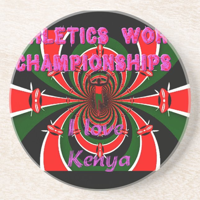 Kenya Athletics World Championships: Swirling Flag Drink Coaster (Front)