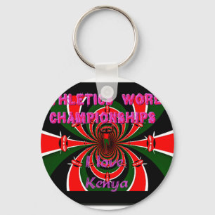 Kenya Athletics World Championships: Swirling Flag Keychain