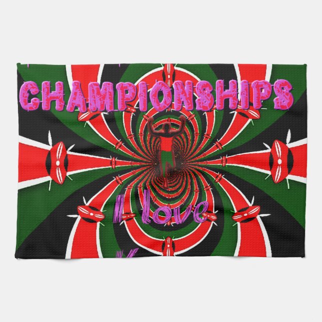 Kenya Athletics World Championships: Swirling Flag Kitchen Towel (Horizontal)