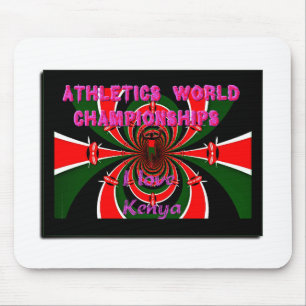 Kenya Athletics World Championships: Swirling Flag Mouse Pad