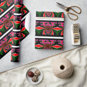 Kenya Athletics World Championships: Swirling Flag Wrapping Paper