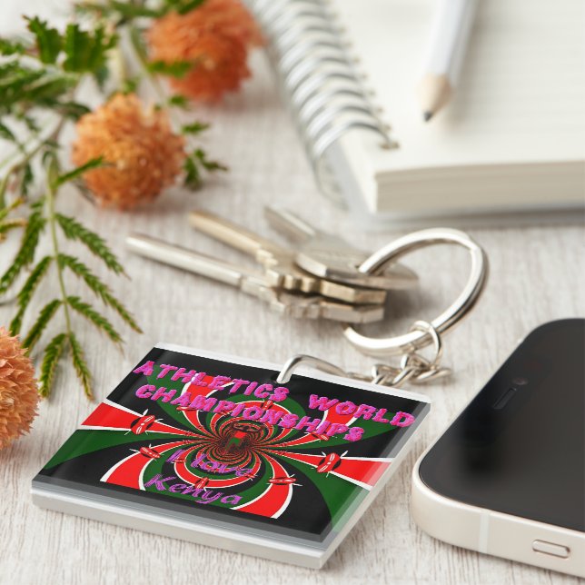 Kenya Athletics World Champs Fakuna Matata Flag Keychain (Front Right)