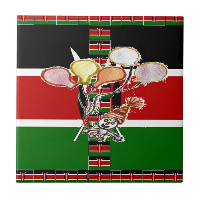 Kenya Birthday Ceramic Tile (Front)