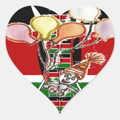 Kenya Birthday Heart Sticker