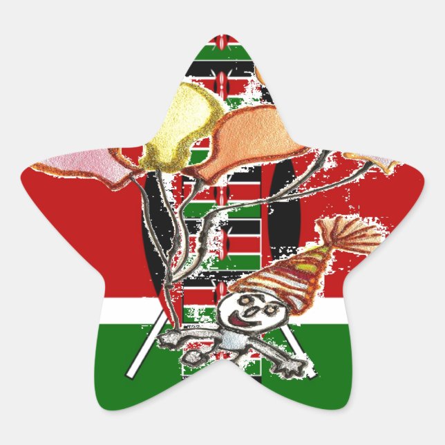 Kenya Birthday Star Sticker (Front)