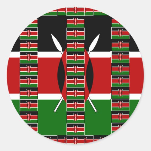 Kenya Black red green Classic Round Sticker