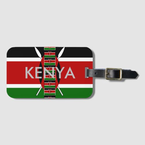 Kenya Black Red Green Flags border frames Luggage Tag