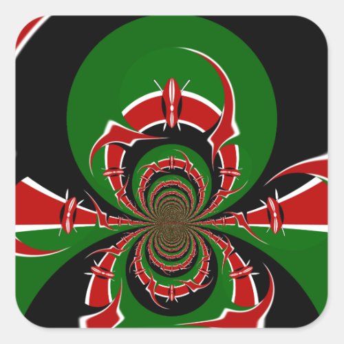 Kenya Black red green national flag colors design Square Sticker