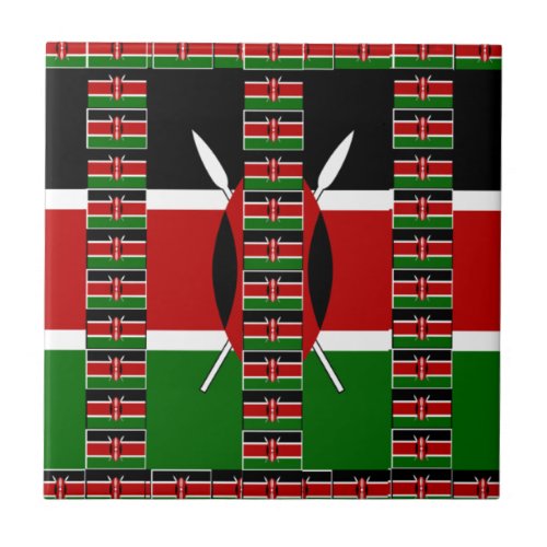 Kenya Black Red Green National Flag Colors Design  Tile