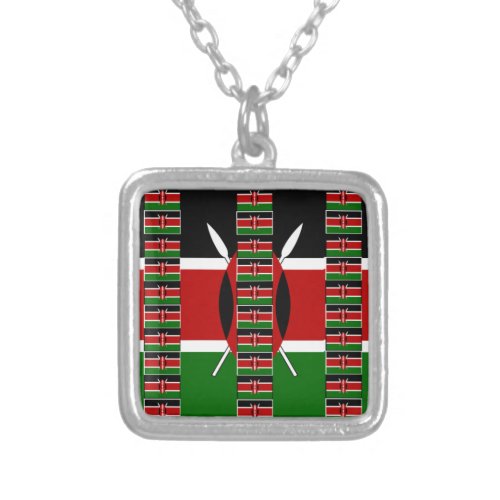 Kenya Black red green Silver Plated Necklace