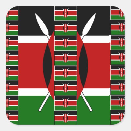 Kenya Black red green Square Sticker