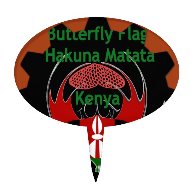 Kenya Butterfly Flag Art – Hakuna Matata Patriotic Cake Topper (Front)