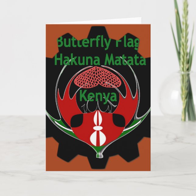 Kenya Butterfly Flag Art – Hakuna Matata Patriotic Card (Front)