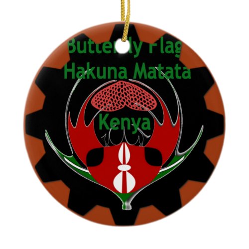 Kenya Butterfly Flag Art – Hakuna Matata Patriotic Ceramic Ornament