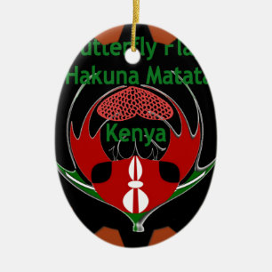 Kenya Butterfly Flag Art – Hakuna Matata Patriotic Ceramic Ornament