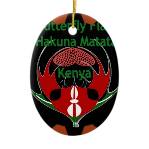 Kenya Butterfly Flag Art – Hakuna Matata Patriotic Ceramic Ornament