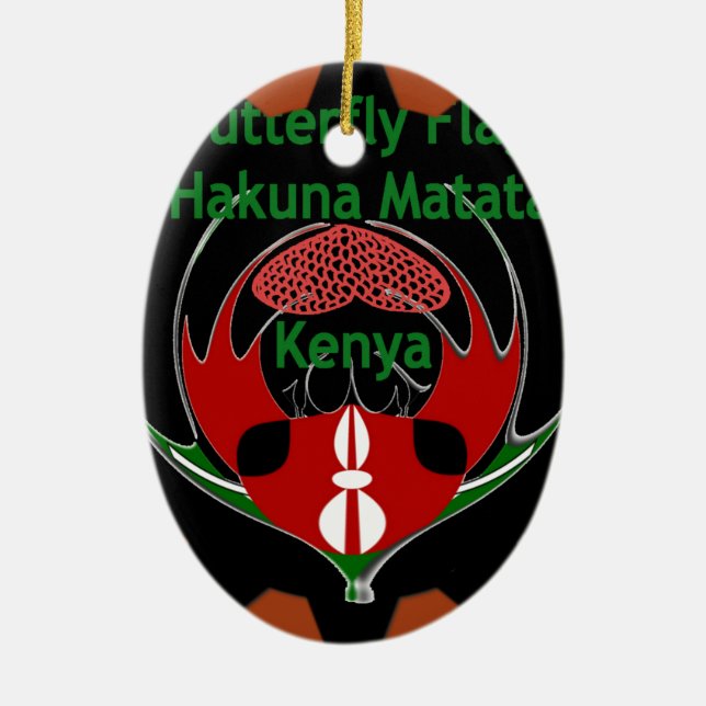 Kenya Butterfly Flag Art – Hakuna Matata Patriotic Ceramic Ornament (Front)