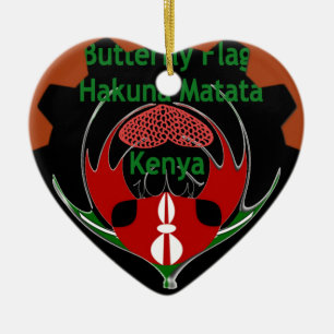 Kenya Butterfly Flag Art – Hakuna Matata Patriotic Ceramic Ornament