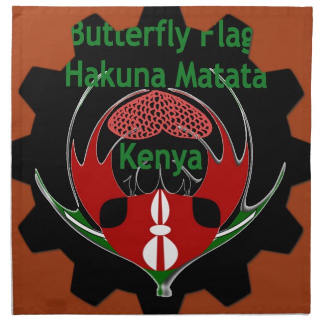 Kenya Butterfly Flag Art – Hakuna Matata Patriotic Cloth Napkin (Front)