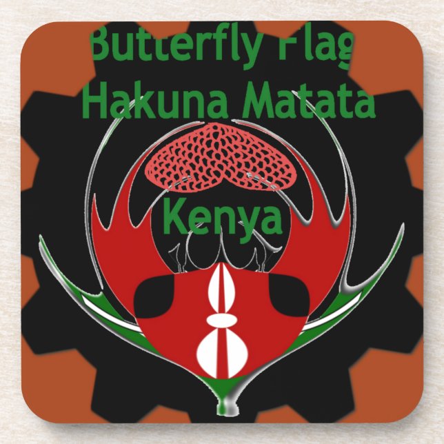 Kenya Butterfly Flag Art – Hakuna Matata Patriotic Drink Coaster (Front)