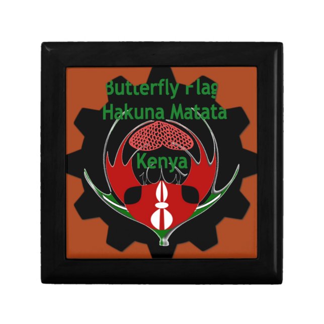 Kenya Butterfly Flag Art – Hakuna Matata Patriotic Keepsake Box (Front)