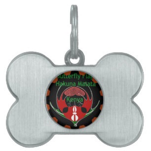 Kenya Butterfly Flag Art – Hakuna Matata Patriotic Pet ID Tag