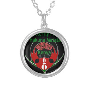 Kenya Butterfly Flag Art – Hakuna Matata Patriotic Silver Plated Necklace