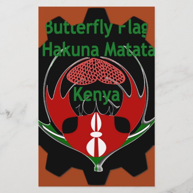 Kenya Butterfly Flag Art – Hakuna Matata Patriotic Stationery (Front)