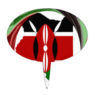 Kenya Celebration Colorful Flag Map Vector Artwork Cake Topper