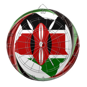 Kenya Celebration Colorful Flag Map Vector Artwork Dart Board