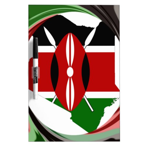 Kenya Celebration Colorful Flag Map vector Artwork Dry Erase Board