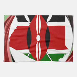 Kenya Celebration Colorful Flag Map Vector Artwork Kitchen Towel