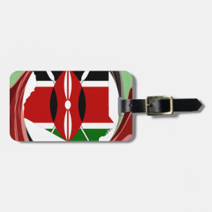 Kenya Celebration Colorful Flag Map Vector Artwork Luggage Tag