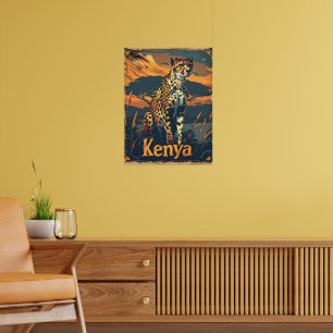 Kenya Cheetah Vintage Poster